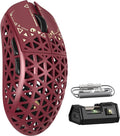 MAMBASNAKE M5 Ultra Carbon Fiber 8000Hz Wireless Gaming Mouse, 39g Superlight, 42000DPI, PAW3950MAX Sensor, Nordic 52840 Chip, Bluetooth/2.4G/USB-C Wired Mice with Coiled Cable for PC/Mac (Red)