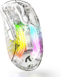Wireless Gaming Mouse With Full Transparent Design,Double Mode 2.4G/Bluetooth Mouse,3D RGB Backlit,Ergonomic Silent Mouse with 7 Buttons,Rechargeable Wireless Computer Mice for Laptop,PC,Mac(White)