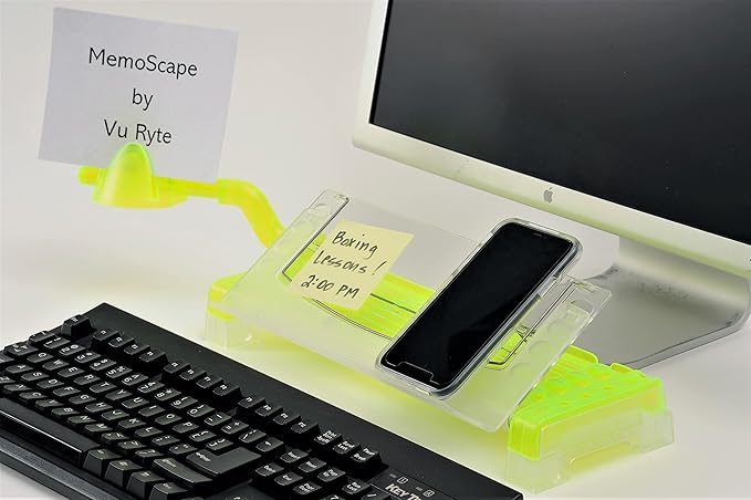 MemoScape Adjustable in-Line Document Holder for Typing | Reduce Neck Strain, Improve Focus, Boost Desk Organization/Workflow | Paper Holder Stand for Desk and Home Office - Chartreuse (VUR 3040)