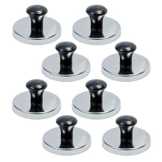 MAG-MATE PHMX2000PK08 Magnetic Print Holder, Document Holder, Permanent Ceramic Magnet, 19 lbs. Holding Capacity, 2.03" Diameter, Pack of 8, Silver