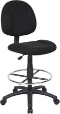BOWERY HILL Rolling Drafting Stool, Contoured Comfort Tweed Fabric Seat, Adjustable Height 26.5"-31.5", Chrome Footring & Black Nylon Base, Dual Wheel Casters, 250 lb Capacity, Ergonomic Office Chair