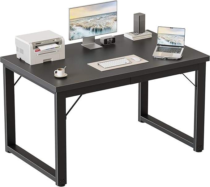 Mericonia 40 Inch Computer Desk, 1.2" Thick Modern Simple Study Writing Table, Heavy Duty Industrial Office Desk for Home Bedroom Workstation, Black