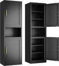 Ckzbx Tall Narrow Storage Cabinet 66.93" H Tall Bathroom Cabinet Metal Pantry Cabinets, 4 Adjustable Shelves for Kitchen, Home Office, Living Room, Dinning Room (20 inches Wide Black)