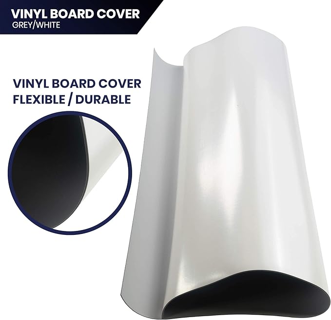 Pacific Arc Vinyl Board Cover. Self Healing and Stain Resistant Gray/White Sheet, 37.5 inches by 10 Yard Roll