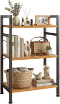 3 Tier Bookshelf, Free Standing Wooden Bookcase with Open Storage Shelves with Metal Frame, Sturdy Shelf Organization Display Rack for Living Room, Bedroom, Home Office, 27.6" Tall, Wood
