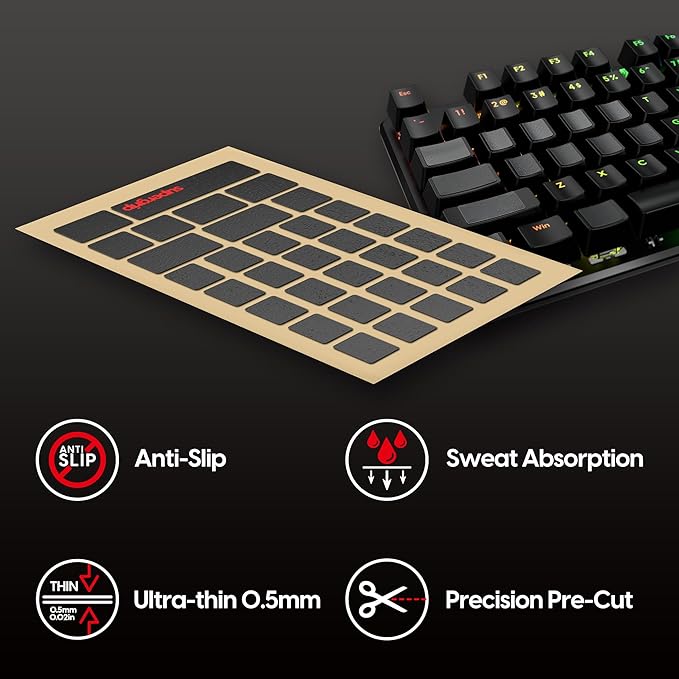 Pulsar Gaming Gears SUPERGRIP Pre-Cut Keyboard Griptape Pre-Laminated Sweat Absorbing High Performance Universal Anti Slip Mouse Keycap Grip Tape Ultra-Thin 0.5mm (0.02in)