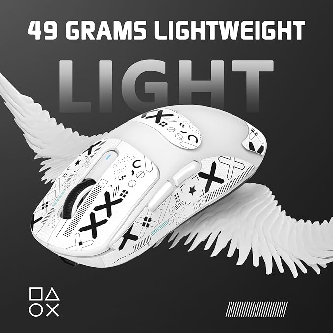 MAMBASNAKE Attack Shark X3 Wireless Gaming Mouse, 49g Ultralight, PixArt PAW3395 26000 DPI, Bluetooth/2.4Ghz /Wired Tri-Mode, 200Hrs Rechargeable Battery, Kailh GM8.0 Switch for PC/MAC/Win-White&Tape