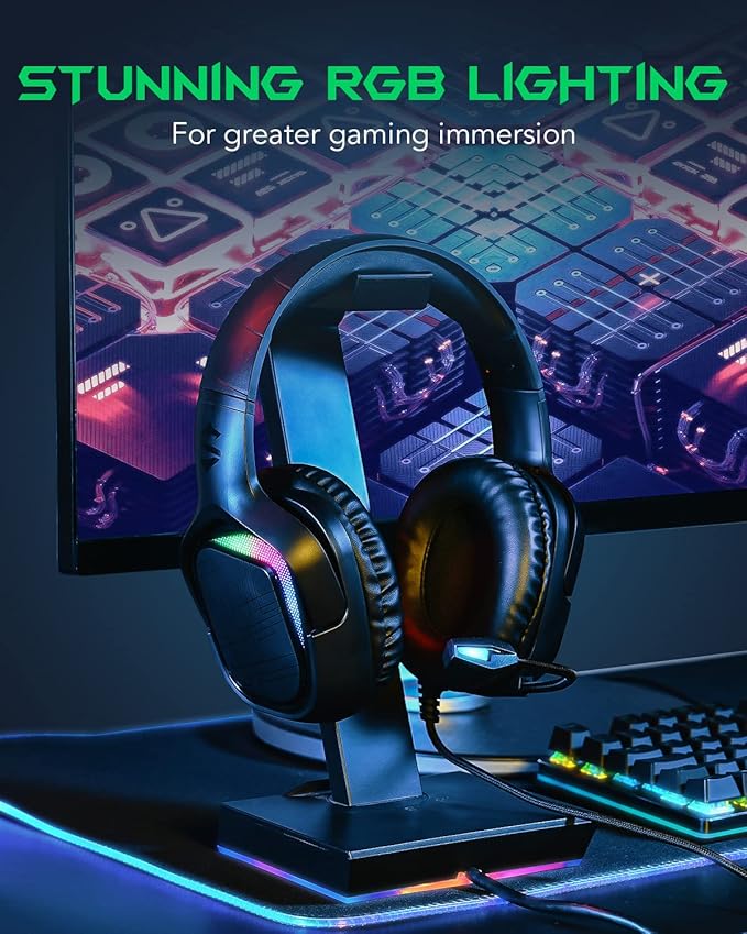 Black Shark Gaming Headset for PC, PS4, PS5, Switch, All-in-1 Gaming Headphones with Ultra-Clear Bendable Mic, 50mm Dynamic Drivers, Noise Isolation Ear Cushions, in-line Controls - Goblin X1