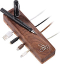 Magnetic Cord Holder with 6 Slots - Walnut & Beech Wood Cable Organizer for Lightning, USB, USB-C, Stick-on Design for Desk, Under Desk, Nightstand