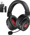 EKSA Wireless Gaming Headset for PC, USB Headphones with Retractable Microhpone, Surround‑Tuned, 20ms Ultra-Low Latency, 50Hr Battery, 2.4G Bluetooth Wired Computer Headset for PS4 PS5 Laptop