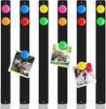 18 Pcs Magnetic Bulletin Board Strips Frameless Stainless Iron Board Strip with Colorful Magnet Self Adhesive Memo Strip for for Office Home Wall Photo (Black)