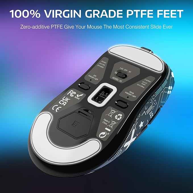 ATTACK SHARK X3 Lightweight Wireless Gaming Mouse with Tri-Mode 2.4G/USB-C Wired/Bluetooth,26K DPI, PAW3395 Optical Sensor,Kailh GM8.0 Switch,5 programmable Buttons for PC/Win/Mac(Black+Stickers)