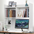 Desktop Bookshelf 36" Tall, White Desk Hutch for Computer Desk, 4-Tire Wood Desk Shelf Storage Organizer for Office Home
