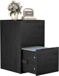 Two Drawer File Cabinet, Black Wood Filing Cabinets for Letter Size/Hanging Files, Small Under Desk File Cabinets for Home Office, Assembly Required