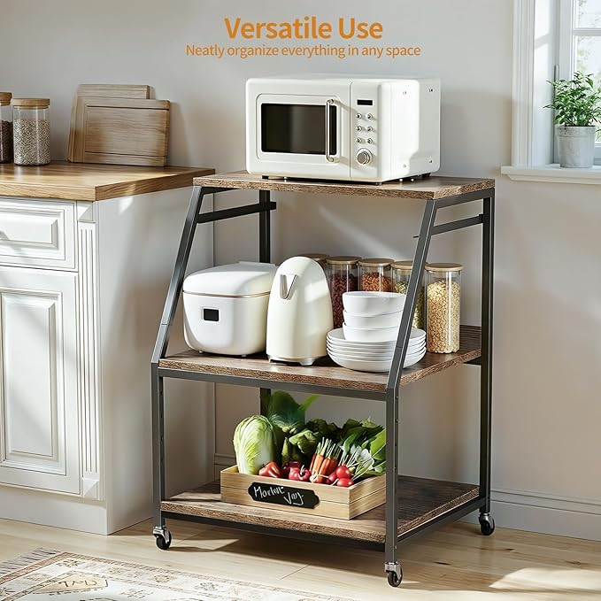Housolution Large Printer Stand, 3 Tier 22 x 18 Inch Mobile Printer Table with Charging Station & Adjustable Storage Shelf, Rolling Printer Cart with Wheels, Printer Stand with storage for Home Office