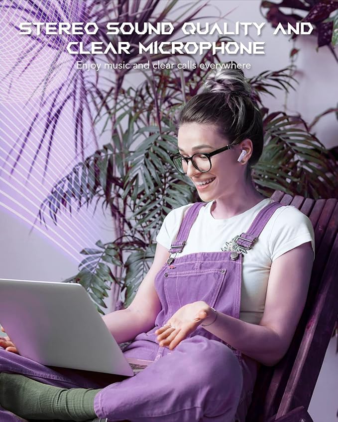 Wireless Earbuds with Charging Case, Bluetooth Earbuds with Microphone for iPhone/iPad/Andriod/Mac, Music & Game Two Mode, One-Step Pairing, IPX5 Waterproof, in-Ear Stereo Surround, Black Shark Purple