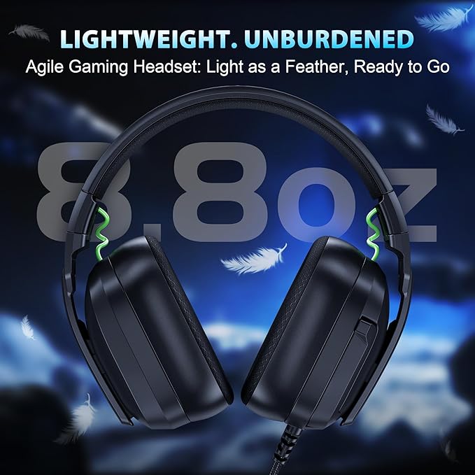 Vakedy Gaming Headset for PS5, PC, PS4, Xbox Series X, Switch, Wired Over Ear Headphones with Noise Cancelling Mic, Stereo Sound, Folding Design, 3.5mm Audio Jack(Black)