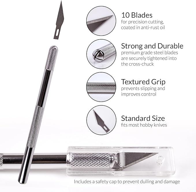 WA Portman 24x36 Inch Self Healing Cutting Mats for Crafts – Fabric Cutting Mat with Precision Craft Knife, 10#11 Hobby Knife Blades & Metal Ruler 36 Inch Cork Backed Ruler – All-in-One Craft Kit