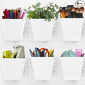 G.CORE Large Pegboard Cups Peg Board Storage Bin 6 Pack with Hooks, Square Box Shape Pegboard Cup Holder Accessories for Garage Workbench/Craft Room/Office/Playroom/Home Kitchen Organization (White)