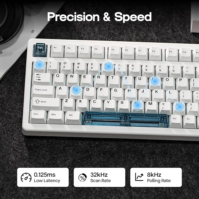 EPOMAKER HE80 Hall Effect Gaming Keyboard, 8K Polling & 32K Scan, Creamy Gasket, DKS, SOCD, Hot-Swappable, RGB Backlit, Wired Gaming Keyboard for PC & Mac (White)