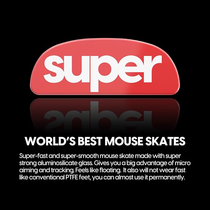 Superglide2 - New Controllable Speed Textured Surface Smoothest Mouse Feet/Glides Made with Ultra Strong Glass Smooth and Durable Sole for EndGameGear XM2-WE [RED]