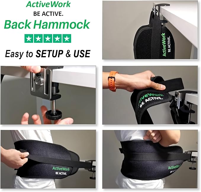 Back Hammock System – Lumbar Support Belt for Standing Desk Users- Ergonomic, Comfort, Lower Back Pain Relief, Anti-Fatigue - Home Office Accessories