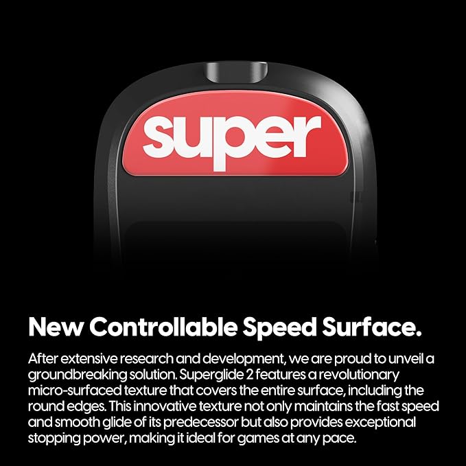 Superglide2 - New Controllable Speed Textured Surface Smoothest Mouse Feet/Glides Made with Ultra Strong Glass Smooth and Durable Sole for EndGameGear XM2-WE [RED]