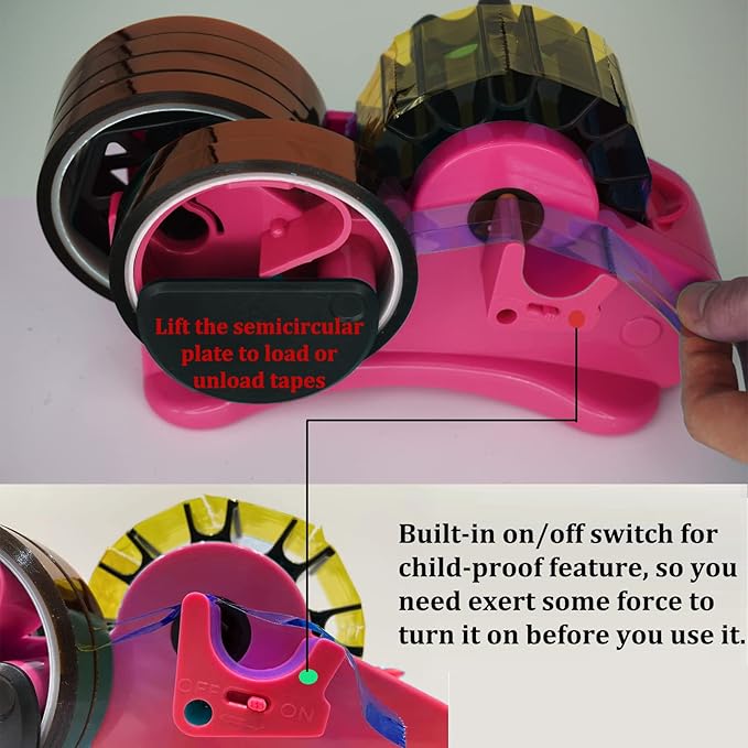 SHDSL Heat Tape Dispenser Sublimation - Multiple Roll Cut Heat Tape Dispenser 1" and 3" Core Double Reel Cores Sublimation for Heat Transfer Tape, Semi-Automatic Tape Dispenser with Compartment Slots