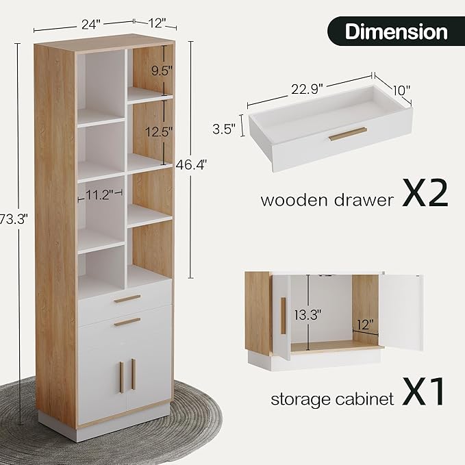 ModernMate Furniture Sets, 67" Standing Desk with 73" Bookshelf and 2 Drawer lateral File Cabinet, Home Office Furniture Set, Light Walnut