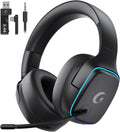 Gvyugke 2.4GHz Wireless Gaming Headsets for PS5, PS4, PC, Switch - Bluetooth 5.3 Gaming Headphones with Noise Canceling Mic, 7.1 Surround Sound, 70H Battery, Blue Lighting - Matte Black