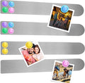 Metal Magnetic Strips with Adhesive Backing Bulletin Bar Board Memo Strip with Colorful Magnet for Home Office School 4 Pcs (Silver)