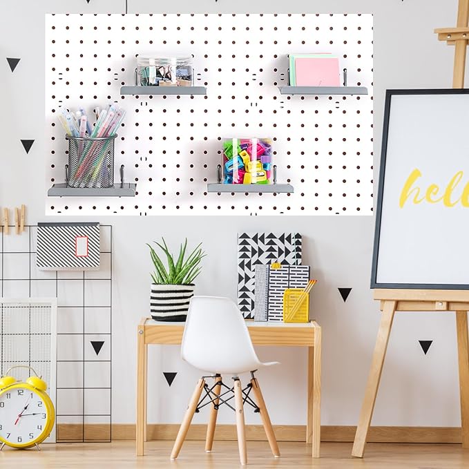 Beeveer 4 Pcs Pegboard Shelves Wall Organizer Brackets Pegboard Steel Tray Accessories Organizing Tools for Craft Garage Nursery Workbench Kitchen(5.91 x 4.72 x 0.63 Inches,Silver)