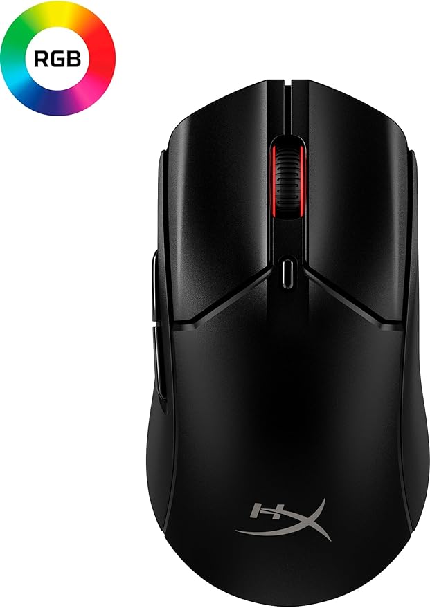 HyperX Pulsefire Haste 2 Gaming Mouse Wireless RGB Rechargeable 100 Hour Battery Life 26K Sensor Lightweight 61g 2.4Ghz Bluetooth Wired 6 Buttons for PS5 PS4 Xbox PC Gaming Mice, Black (Renewed)