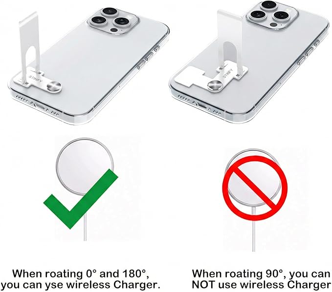 Phone Slim Stand Thin Kickstand, Ultra Thin Vertical Horizontal Universal Steel Metal Stable Mount Attachable Pocket Friendly Phone Holder for iPhone Samsung Phone Case (White 1-Pack)
