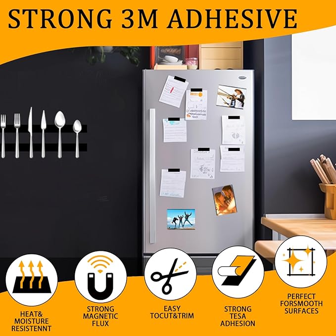 A B Paired Magnetic Tapes (20ft x 0.5inx 2 Rolls), Flexible Magnet Strips with Adhesive Backing for DIY, Crafting, and Organizational Projects.
