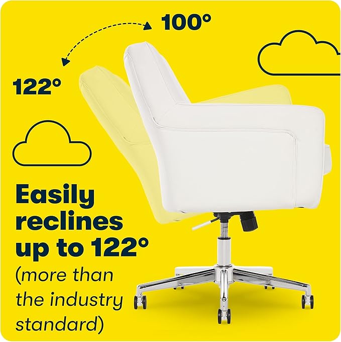 Serta Ashland Home Office Desk Chair with Button Tufted Mid-Back, Memory Foam Cushion, Modern Vanity Armchair