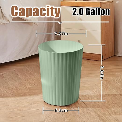 Small Platic 2 Gallon Trash Can - Compact Wastebin for Bathroom, Kitchen, Office, Home Use - Purple