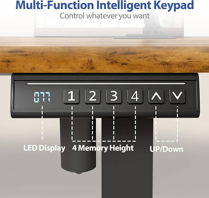 YESHOMY Height Adjustable Electric Standing Desk, 55 x 24 Inches Memory Home Office Sit Stand up Desk with Phone Holder and USB Charging Port, Rustic Brown