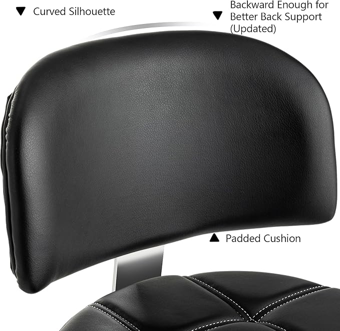 Lockable Stool with Back and Foot Rest Ergonomic Rolling Hydraulic Adjustable Stool for Doctor Esthetician Artist Home Small Office Desk (Black, 24''-31'')