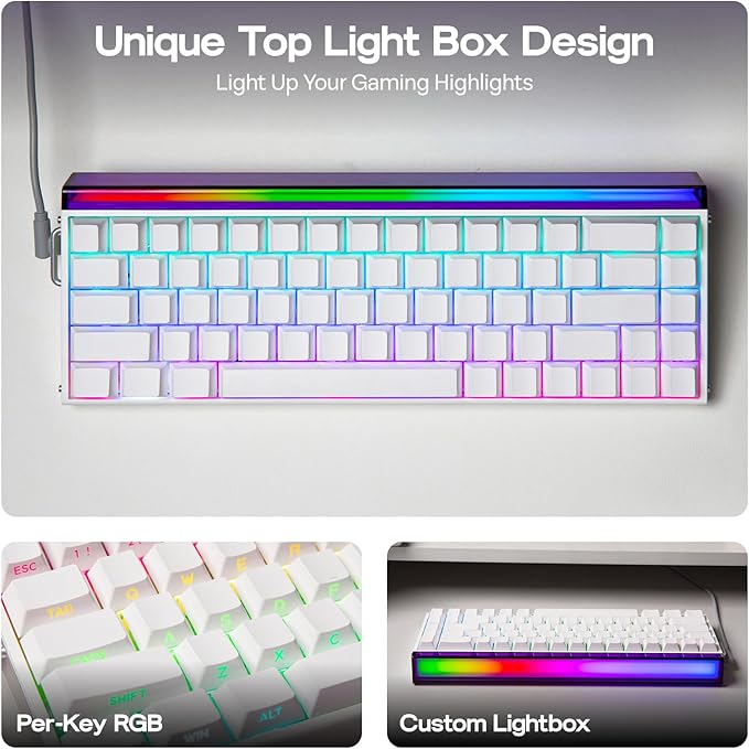 EPOMAKER Aula Hero 68 HE Wired Magnetic Gaming Keyboard, 0.01mm Adjustable Actuation, Rapid Hall Effect Switch, 8kHz Polling, 5-Layer Sound Dampening, RGB Box & Backlight (White)