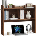 Nromant Desktop Bookshelf, Wooden Desk Storage Hutch with 5 Shelves, 3-Tier Desktop Display Organizer Rack for Office Home (Brown, 5 Shelves B)
