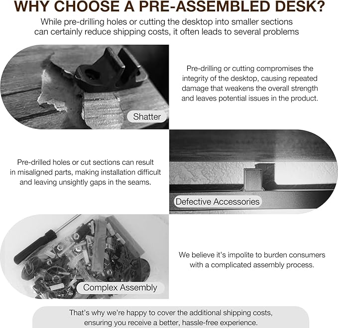 TEMI Foldable Compact Desk – Marble Greige (35.8")