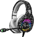 ZIUMIER Camo Gaming Headset for PS4, PS5, Xbox One, PC, Laptop, Mac, Switch, 3.5MM Wired Gaming Headphones with Microphone, Bass Surround, LED Light, Camouflage