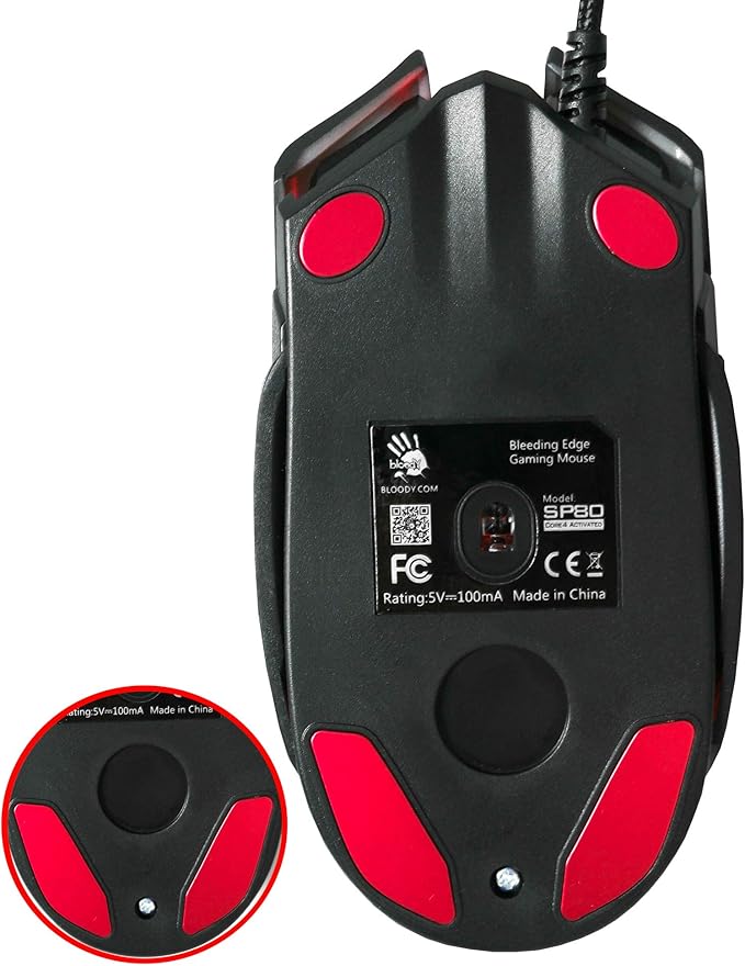 Bloody SP80 Optical Switch Gaming Mouse - Fastest Mouse Switch in Gaming - Enthusiast Grade Gaming Sensor - 8 Programmable Buttons - Non-Slip Rubberized Texture - Black - 16,000 FPS