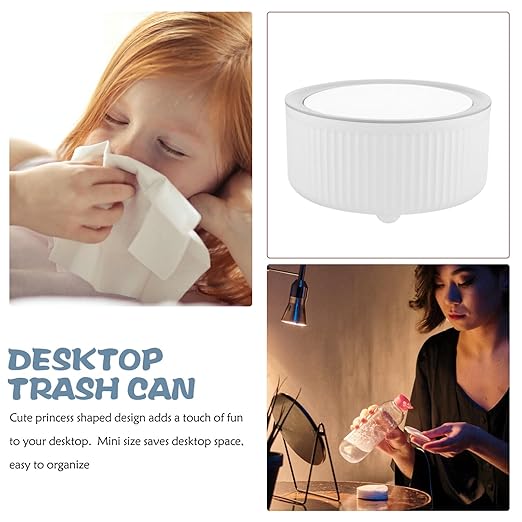 Uonlytech Desktop Trash Bin Slim Garbage Can for Bedroom Living Room and Dorm Cute Kawaii Design Easy to Basket for Spaces