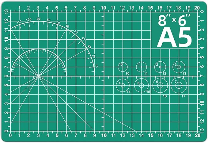 DIYSELF Cutting Mat 8in×6in, Self Healing Cutting Mat, A5 Rotary Cutting Mats for Crafts Sewing Hobby Fabric Project, 5-Ply Craft Cutting Board Double Sided for Quilting, Matting & Mounting Materials