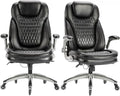 COLAMY High Back Executive Office Chairs,Ergonomic PU Leather Desk Chairs with Flip-Up Armrests, Adjustable Height, Lumbar Support,Comfortable Computer Chairs for Home Office,Set of 2