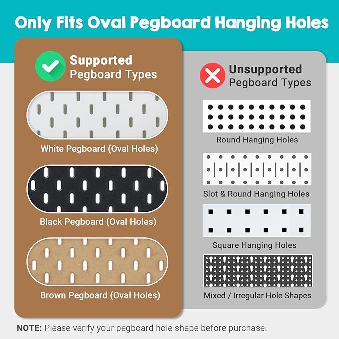 2 Pack Walnut Color Pegboard Shelf, Peg Board Organizer Accessories, Compatible with IKEA Skadis Pegboard for Home Office, Craft Room, Gaming