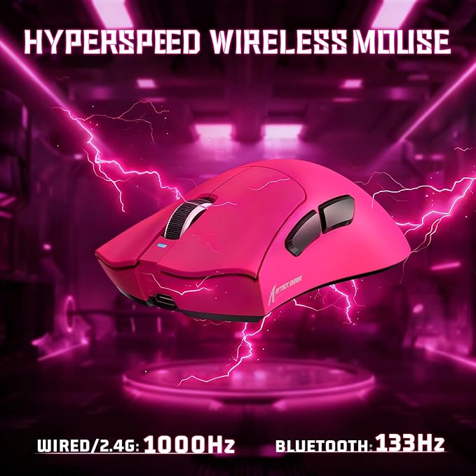 ATTACK SHARK V3 Ultra-Light Wireless Gaming Mouse,PAW3311 Sensor, 500mAh, 62g, 25KDPI 2.4G/BT/USB-C Rechargeable Wireless Mouse with 5 Programmable Buttons for Laptop,PC,Mac Gamer (Berry Red)