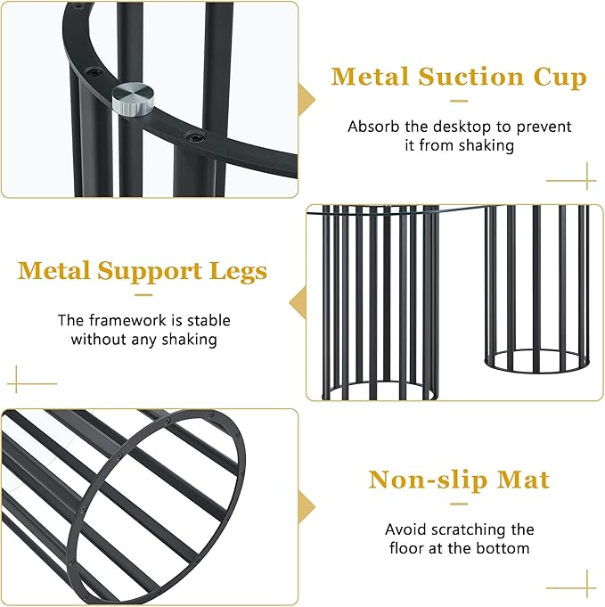 Table and chair set.71 inch oval tempered glass dining table,black double column light luxury style.Paired With 8 Comfortable Technology-Fabric Brown Chairs With Black Metal Legs. Accurate size, sui